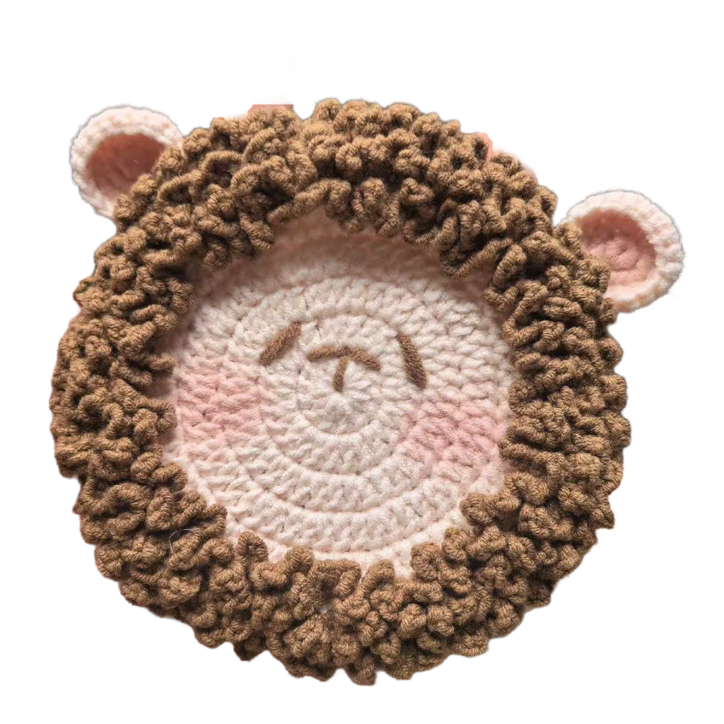 Handmade bronze crochet sheep coaster set for mugs and cups