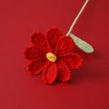 Handmade crochet Gesang flower with red petals and yellow centre – yarn floral home décor gift for flower lovers