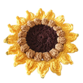Handmade crochet sunflower coasters designed as cute mug mats for home and living spaces